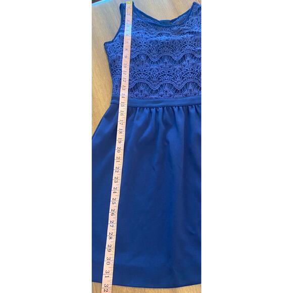 Lilly Pulitzer Navy Lace Fit & Flare Dress XS Sleeveless Gold Zip Holiday Party - Picture 7 of 8